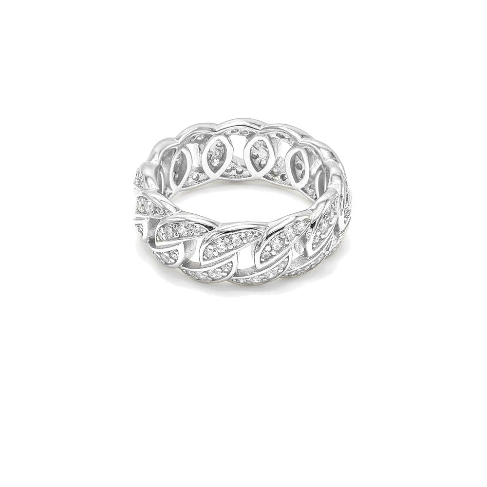 Diamond cz Studded 8mm Silver Ring - ShopSlver