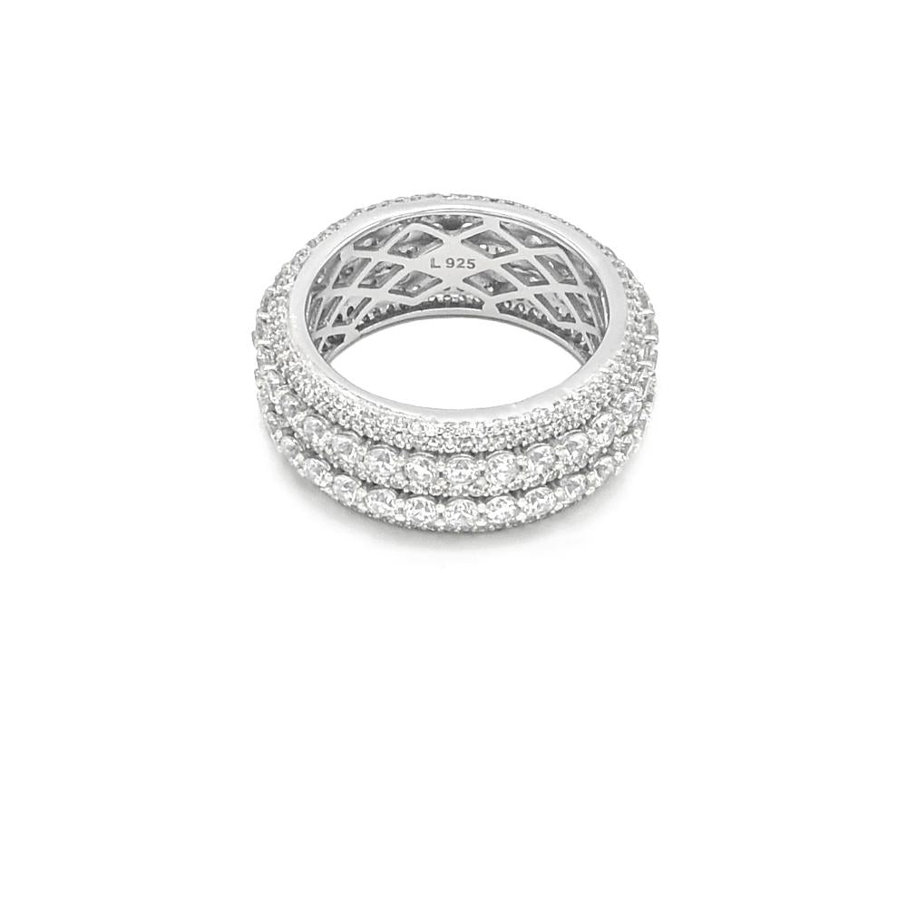 Diamond cz Studded Silver Band - ShopSlver