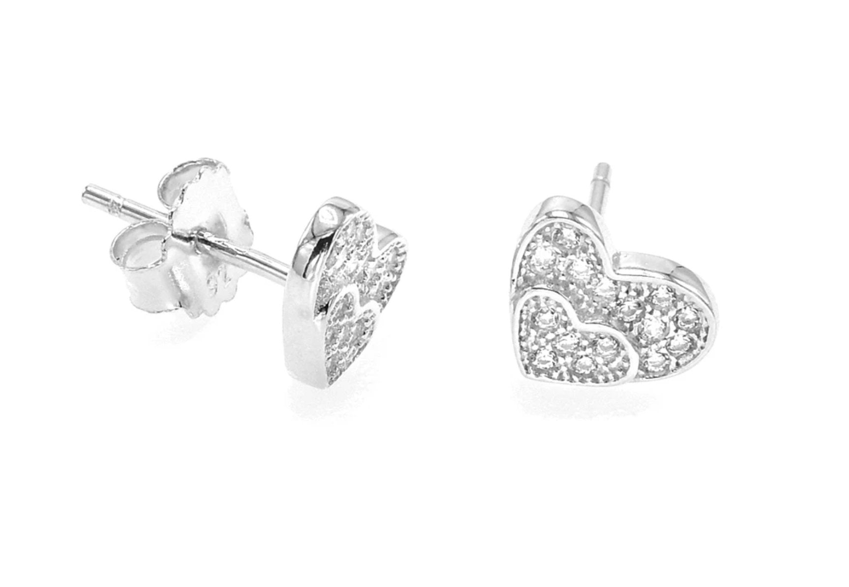 Heart Studded Silver Earring - ShopSlver