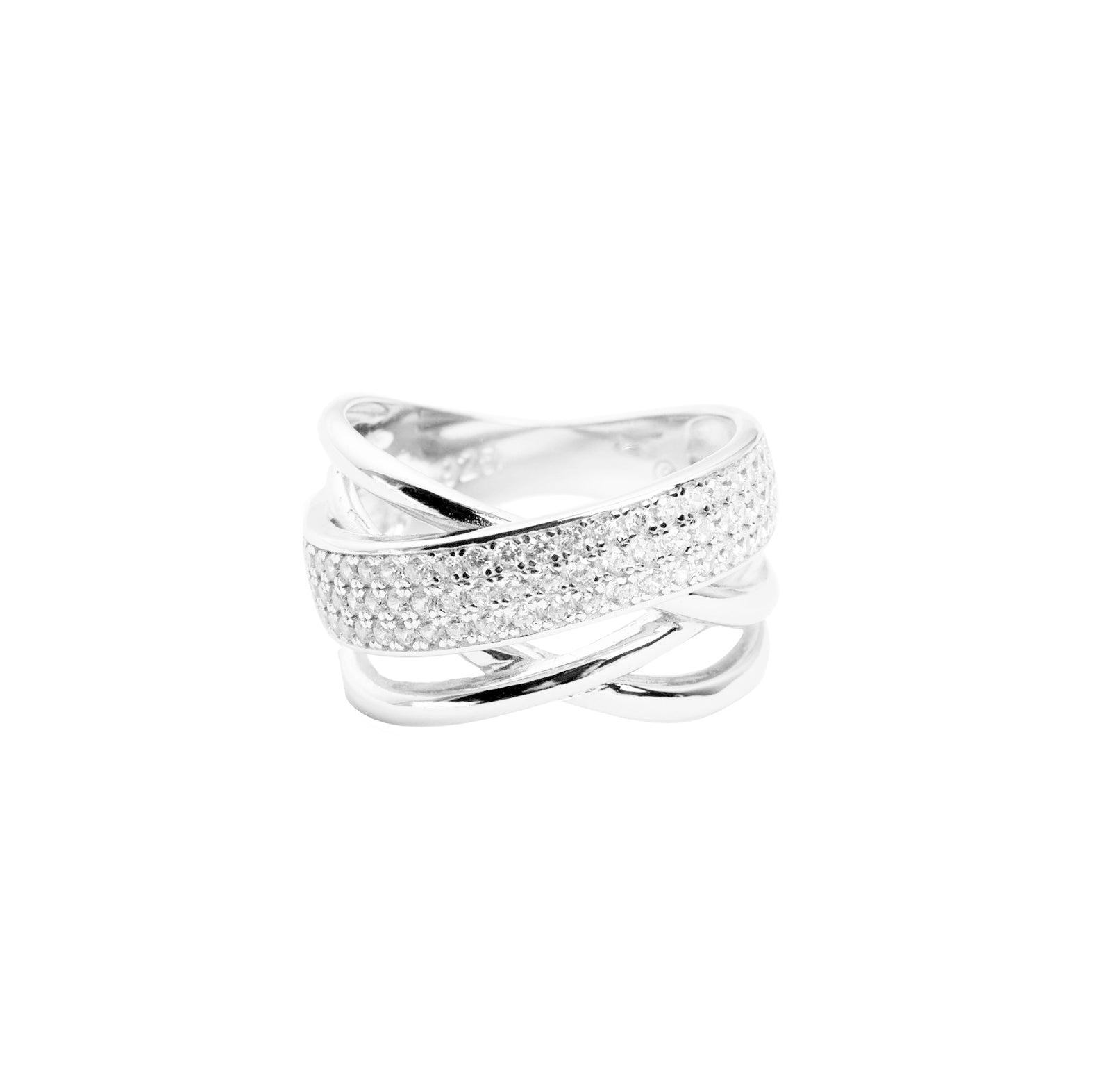 Helix Stone Studded Silver Ring - ShopSlver