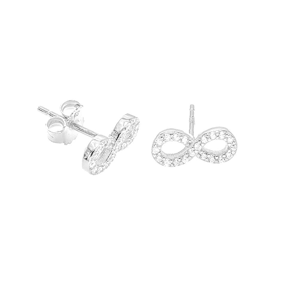 Infinity Loop Stone Studded Silver Earring - ShopSlver