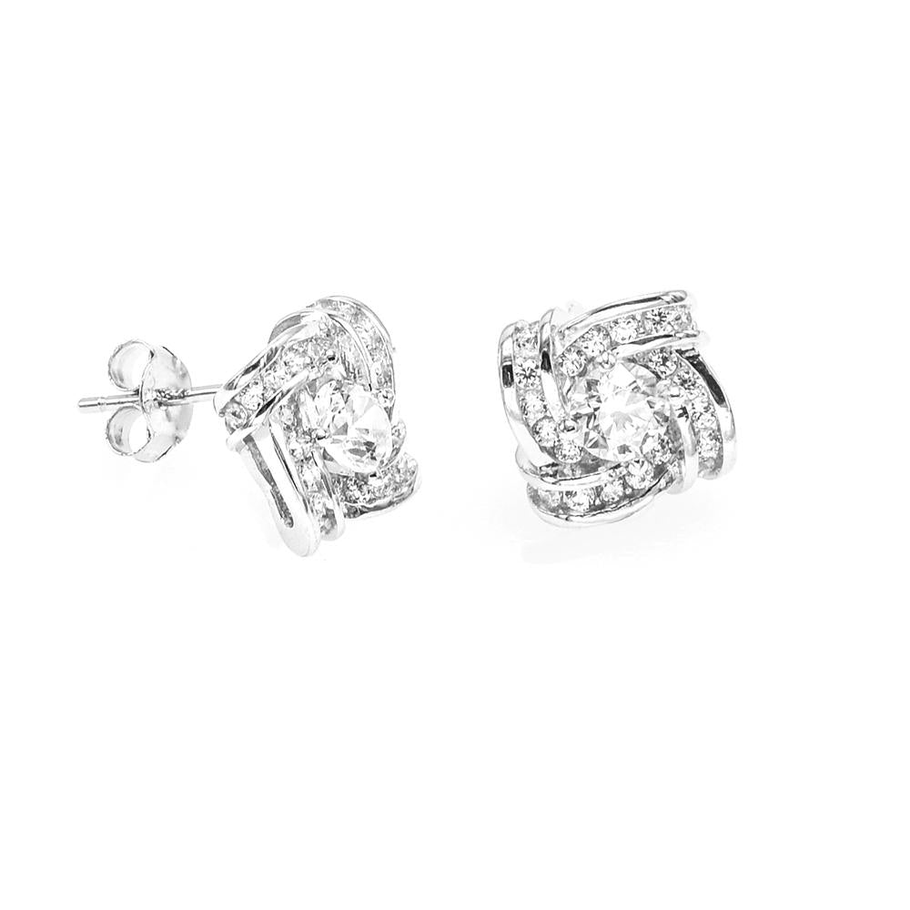 Square Stone Studded Silver Earring - ShopSlver